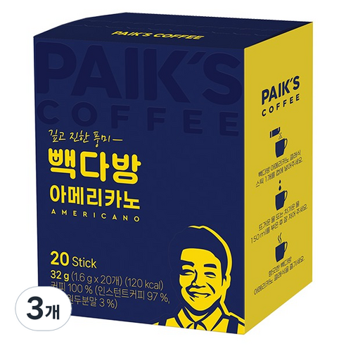 빽다방 아메리카노 스틱커피, 1.6g, 20개입, 3개