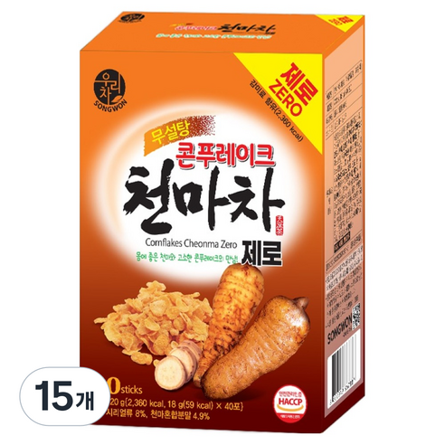 우리차 콘푸레이크 제로 천마차, 18g, 40개입, 15개