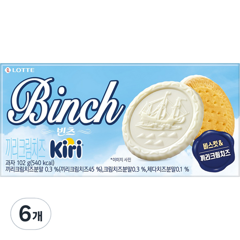 롯데웰푸드 빈츠 끼리 크림치즈, 102g, 6개