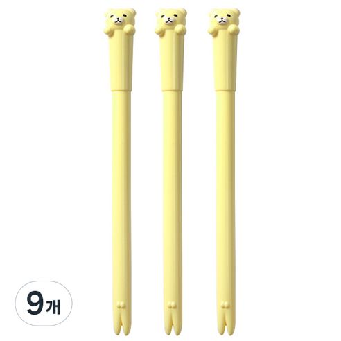 큐티베어 젤펜 0.5mm, 옐로우, 9개
