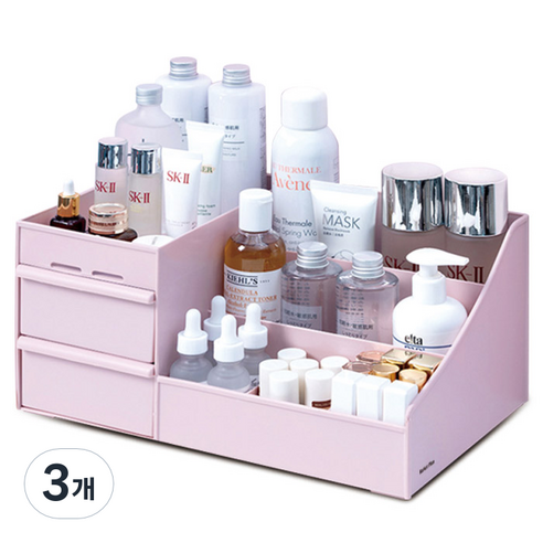 마켓플랜 멀티 화장품 정리함, 3개, 핑크