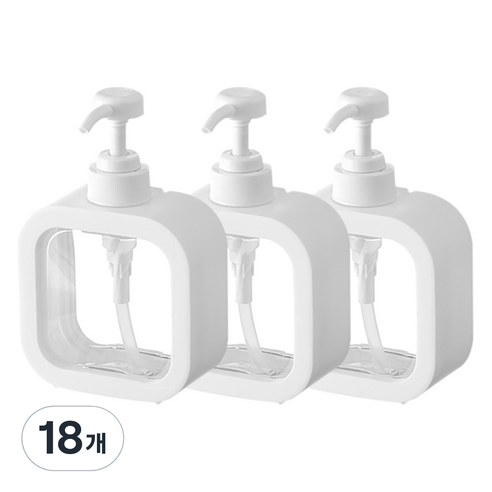 아리코 펌프 디스펜서 리필용기 300ml, 화이트, 18개