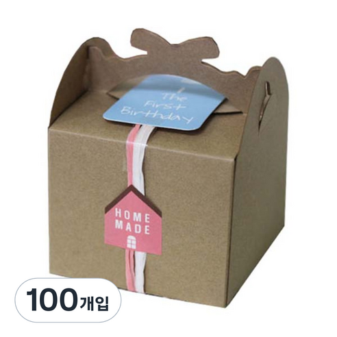 이홈베이킹 선물용 돌떡 리본상자, 크라프트, 1개