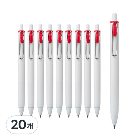 유니볼원 중성 잉크펜 0.5mm, 레드, 20개