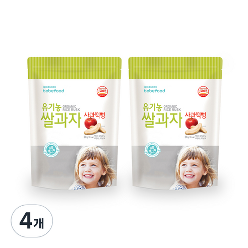 베베푸드 유기농 쌀과자 떡뻥 20g, 사과, 4개