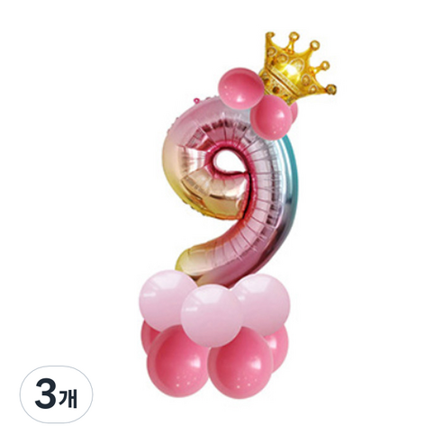 윰스 크라운 스탠드 DIY숫자풍선 115cm, 숫자9, 3개