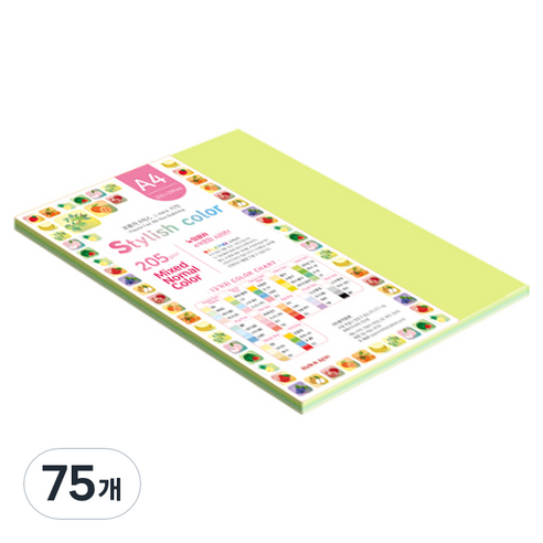 종이문화 SN 스타일리쉬 노멀 두꺼운 혼합색지 205g 05 Green Tone, 75개, A4