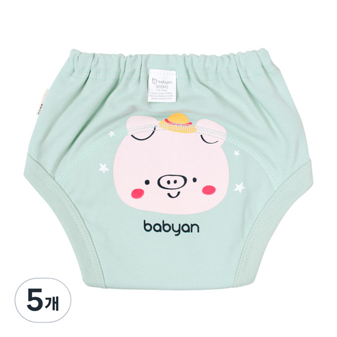 베이비앙 배변훈련팬티 4중방수, 꿀꿀이, 5개