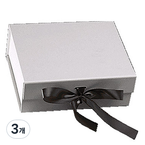 이홈베이킹 리본 매듭기프트 접이식 자석상자 중, 화이트(상자), 랜덤발송(리본), 3개