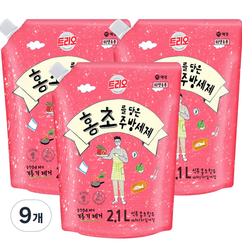 트리오 홍초를 담은 주방세제, 2.1L, 9개