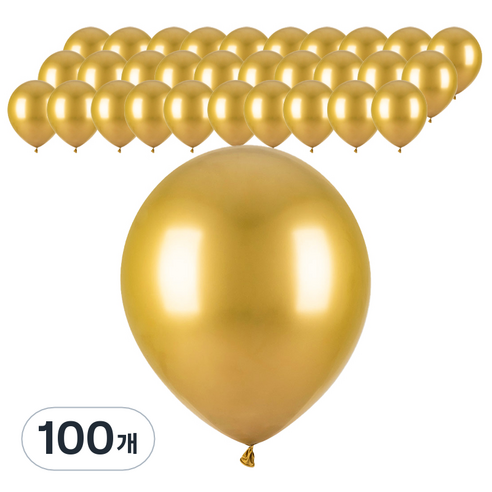 파티팡 크롬벌룬 라운드 30cm, 골드, 100개