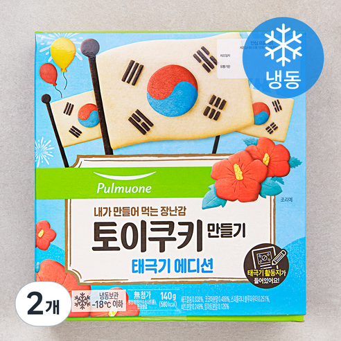 풀무원 토이쿠키 만들기 태극기 에디션 (냉동), 140g, 2개