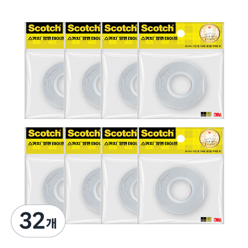 스카치 양면테이프 138 18mm x 10m, 투명, 32개