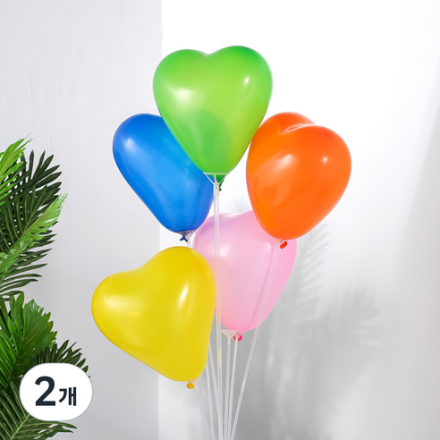 MEO 생일파티 하트 풍선 100p, 혼합색상, 2개