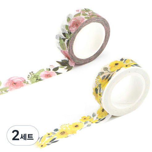 라이프포인트 내츄럴 일러스트 마스킹 테이프 01황매화 세트, 01황매화, 11동백나무, 2세트