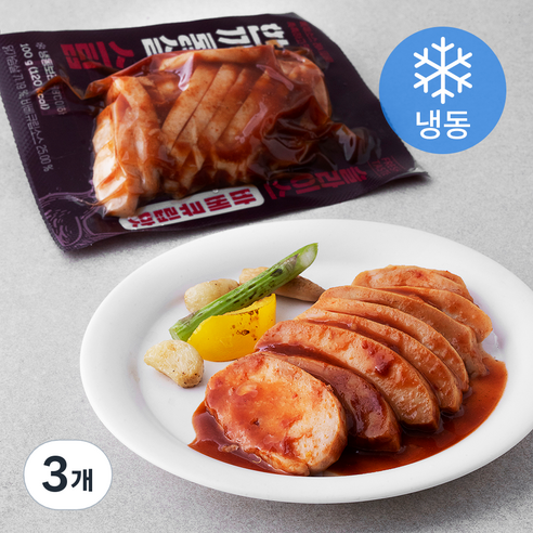 한끼통살 스팀 슬라이스 바베큐립맛 닭가슴살 (냉동), 100g, 3개