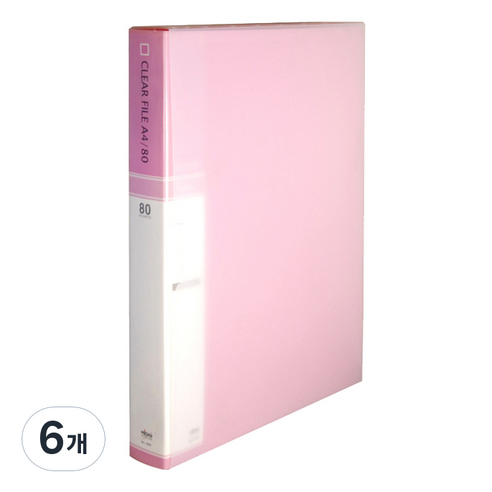 현풍화일 A4 클리어화일 80매, 분홍색, 6개