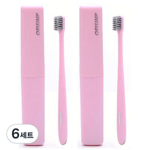 베러바이즈 휴대용 양치 칫솔 2p + 케이스 2p 세트 01 핑크, 6세트