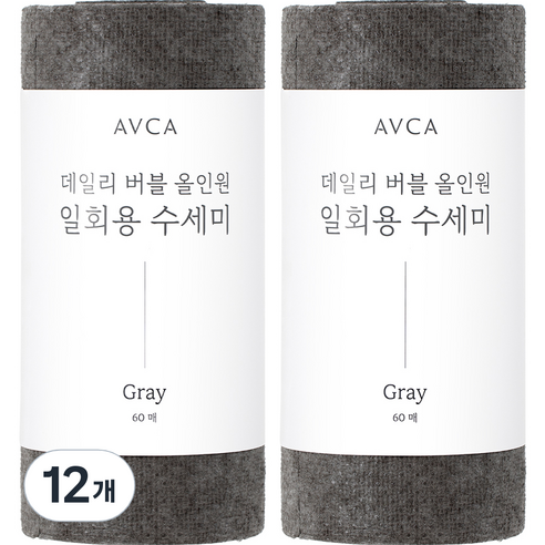 아브카 데일리 버블 올인원 일회용 수세미, 그레이, 60개, 12개