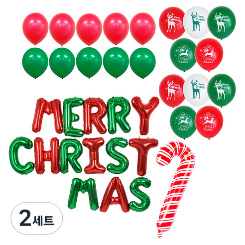 파티쇼 크리스마스 메시지 MERRY CHRISTMAS 케이스 풍선 세트, X MAS루돌프(풍선), 2세트