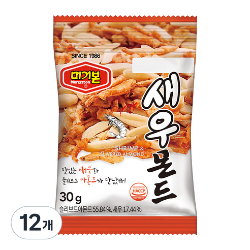 머거본 새우몬드, 30g, 12개