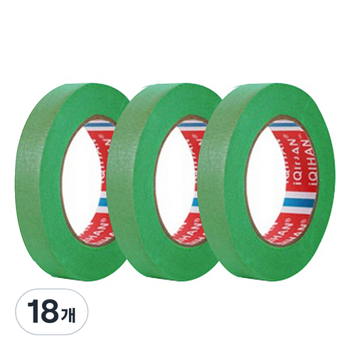 다다 칼라 마스킹 종이테이프 15mm x 15m, 그린, 18개