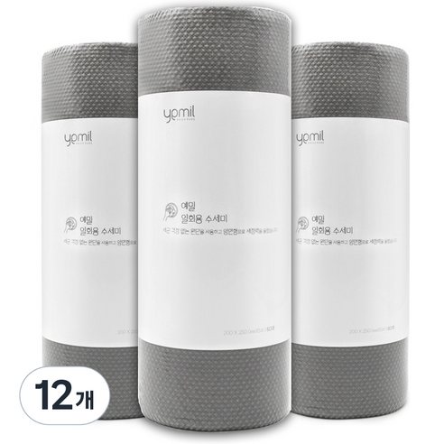 예밀 뜯어쓰는 일회용 수세미 롤형 60p, 그레이, 60개, 12개