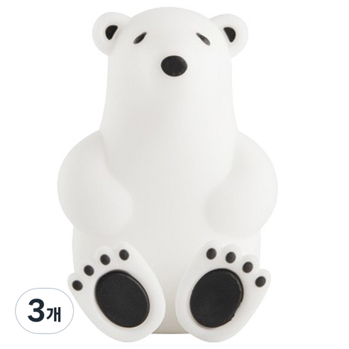 블럭마트 곰모양 칫솔 다용도 홀더, 화이트, 3개