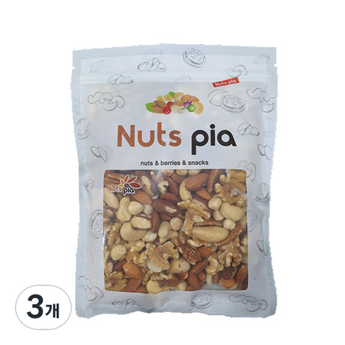 넛츠피아 세븐믹스 레벨업 너트 리필형 파우치, 500g, 3개