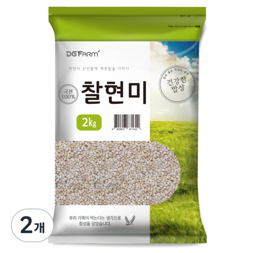건강한밥상 국산 찰현미, 2kg, 2개