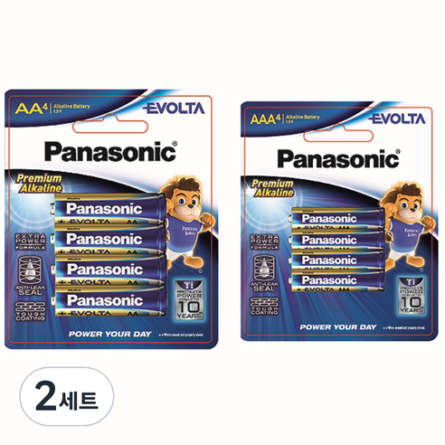 파나소닉 프리미엄 알카라인 건전지 에볼타 AA 4p + AAA 4p 세트, 2세트