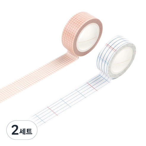 라이프포인트 라이프스타일 디자인마스킹테이프 세트 15 mm x 7 m, 02격자, 03격자, 2세트