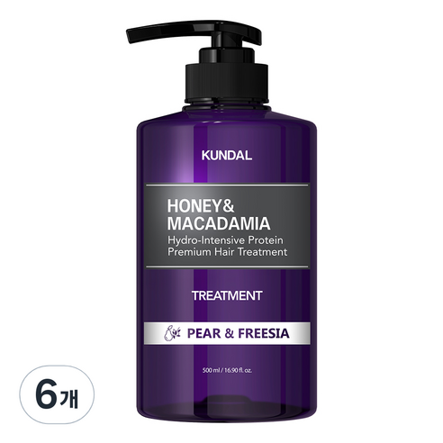 쿤달 허니 앤 마카다미아 헤어 트리트먼트 페어앤프리지아향, 500ml, 6개