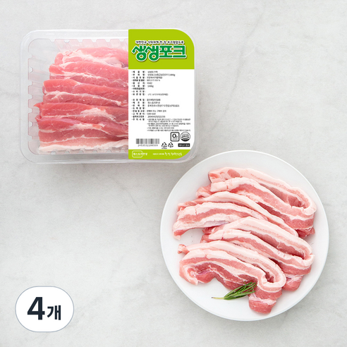 생생포크 한돈 1등급 삼겹살 구이용(냉장), 1kg, 4개