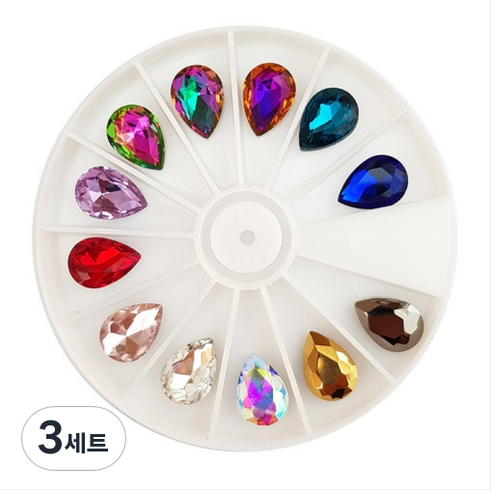 NAILROOM 네일 파츠 no 338 글라스물방울스톤세트, 3개, no.338 글라스물방울스톤세트