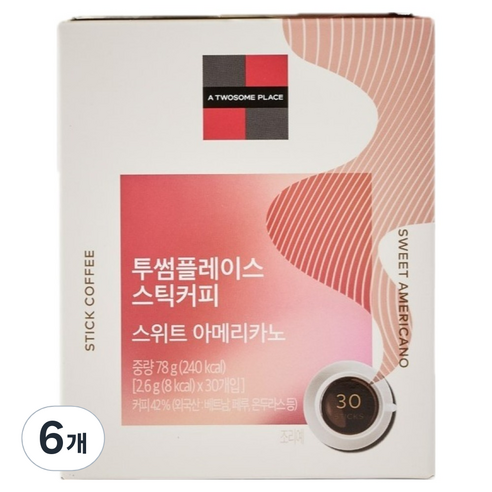 투썸플레이스 스위트 아메리카노 스틱커피, 2.6g, 6개, 30개입