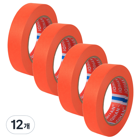 iQIHAN 다다 칼라 마스킹 테이프 20mm x 20m, 주황, 12개