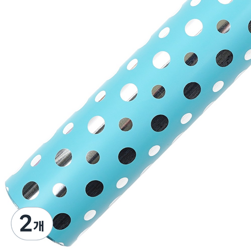 코코플러스 더블도트 롤 포장지 37.5cm x 17m, 블루, 2개