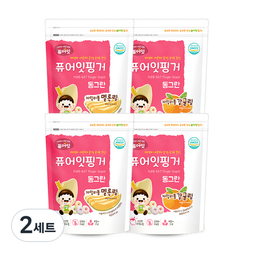 퓨어잇 핑거 동그란 자일리톨 감귤링 2p + 멜론링 2p, 2세트