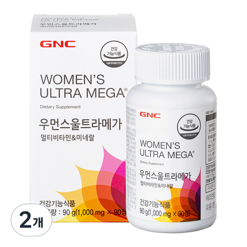 GNC 우먼스 울트라 메가 멀티 비타민앤 미네랄 90정, 90정, 2개: 여성을 위한 건강한 선택