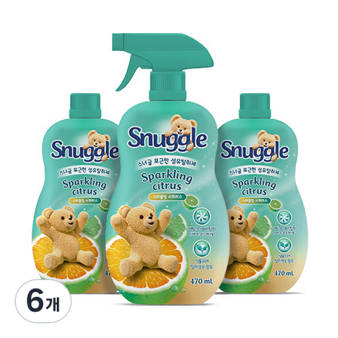 스너글 포근한 햇빛건조향 섬유 탈취제, 470ml, 6개, 스파클링 시트러스