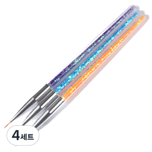 메이브라운 젤 네일 아트 글리터 세필 붓 네일 브러쉬 3종 세트 MBN034, 혼합 색상, 4세트