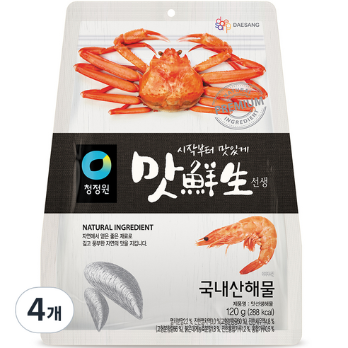 대상 청정원 맛선생 해물 분말, 120g, 4개