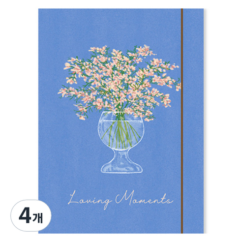 모노라이크 올리비아 플라워스 하드 커버 A5 6공 바인더, 01 블루, 4개