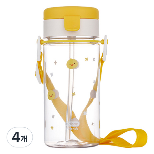 에디슨 유아용 프렌즈 흘림방지 에코젠 빨대컵 350ml, 4개, 오리 더기