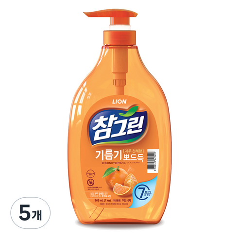 참그린 천혜향 뽀드득 주방세제, 965ml, 5개