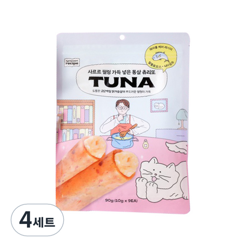 냥쌤 고양이 나응식 레시피 튜나 츄리또 9p, 참치, 4세트