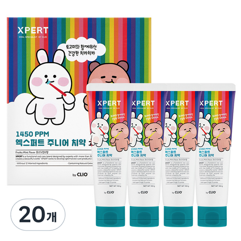 크리오 엑스퍼트 고불소 충치케어 어린이 치약 후르츠 민트향, 100g, 20개