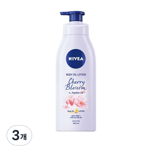 니베아 바디오일로션 체리블로썸앤 호호바 오일, 400ml, 3개