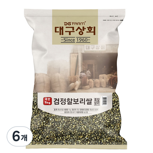 대구상회 국내산 검정 찰보리쌀, 1kg, 6개